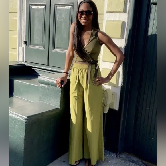 Toccin Green Palazzo Pants size Large - Picture 5 of 10